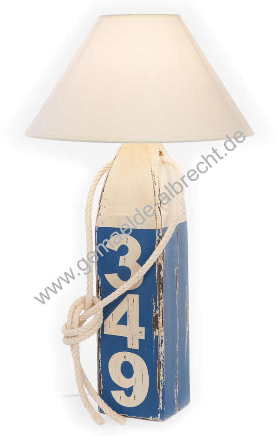 Lampe "Buoy Lamp" Holzsockel blau