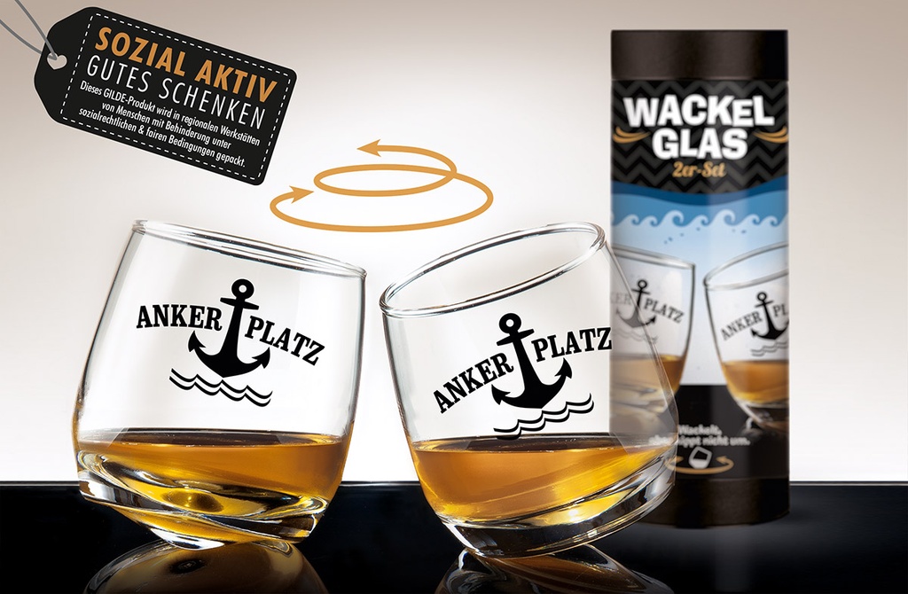 Wackelglas "Anker Platz" 2er Set