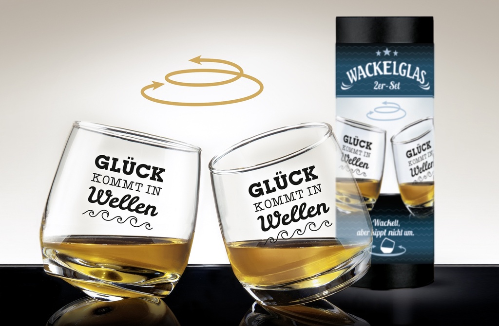 Wackelglas "Glück" 2er Set