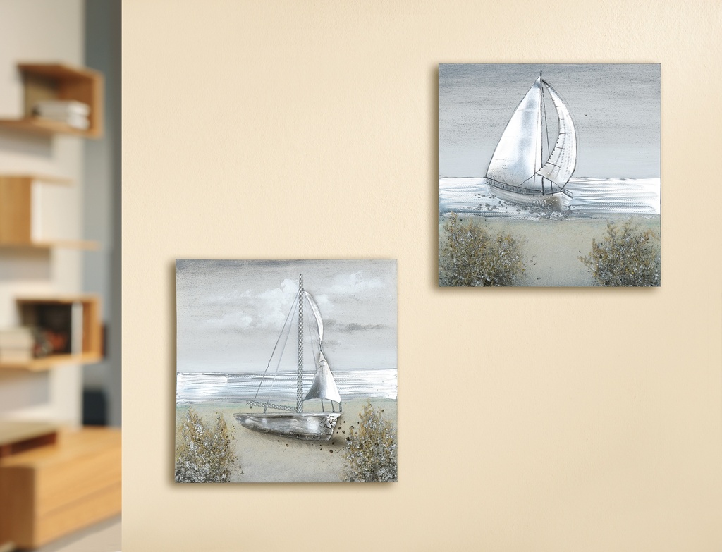 Original "Sailing" 3D mit Alu-Elementen 50 x 50 cm