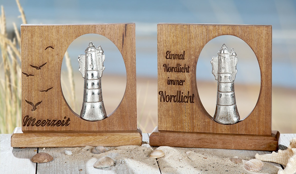 Botschaften Holz/Metall Leuchtturm sortiert