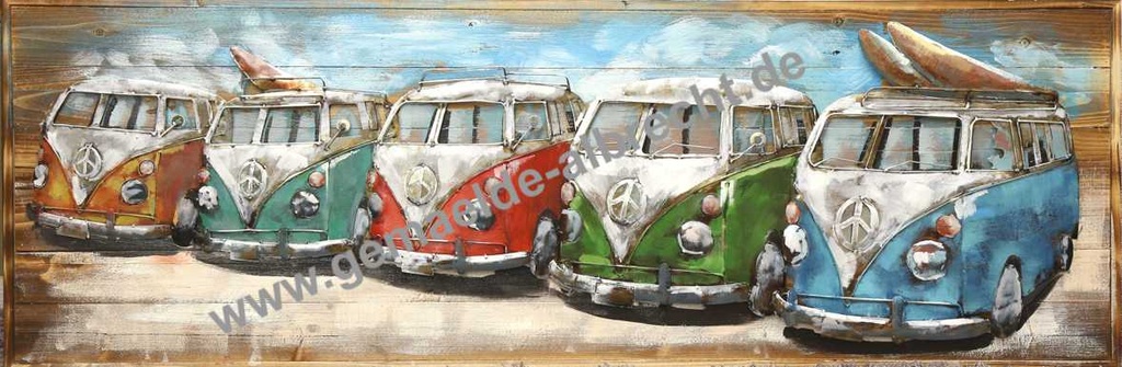 3D Bild "Fünf Bullys" Holz/Metal 150 x 50 cm