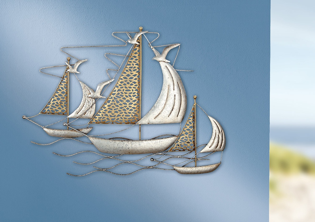 Wanddeko Relief "Segelschiffe"