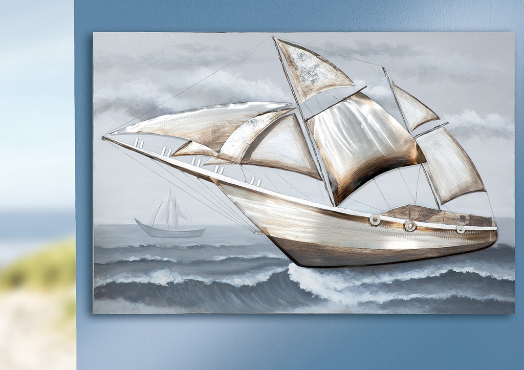 3D Bild "Segelboot" mit Aluelementen 100 x 150 cm 