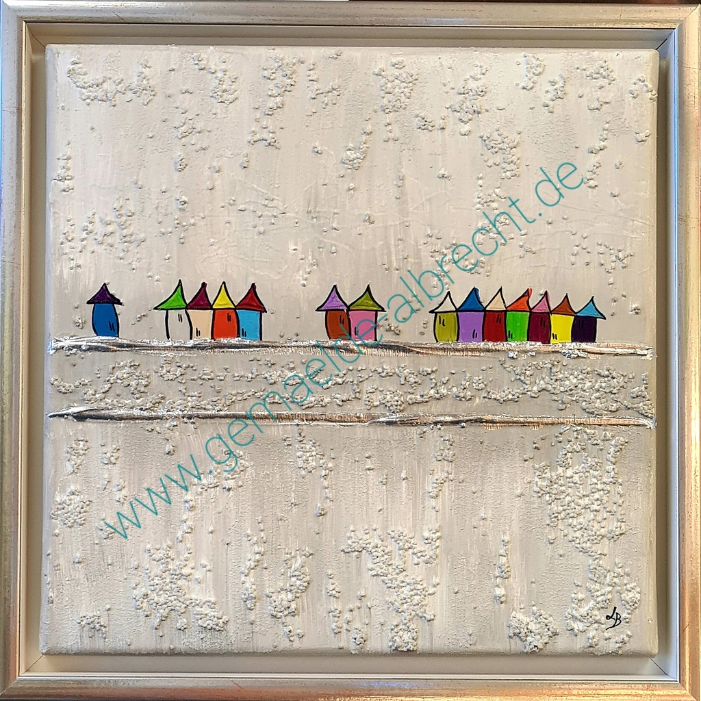 Original Lea Bach "Häuschen"  30 x 30 cm taupe