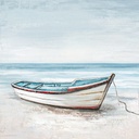 Original Leinwandbild "Boot am Meer" 60 x 60 cm