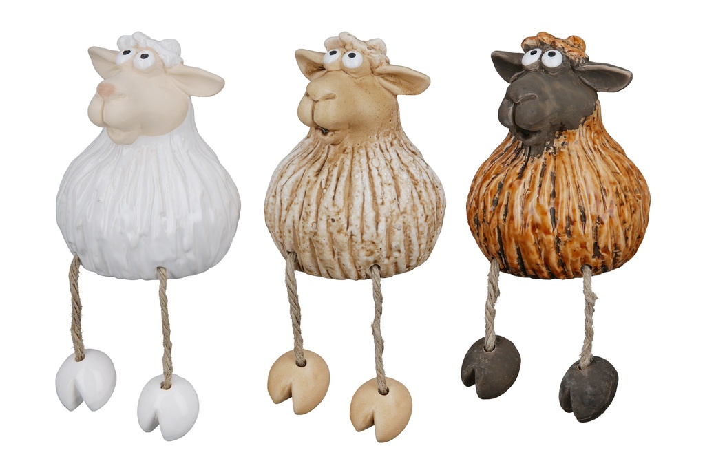 Skulptur Kantensitzer Schaf "Bommel" H 12 cm