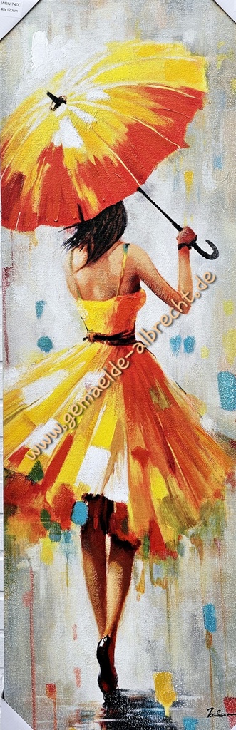 Org. Leinwand "Umbrella orange" 40x120 cm