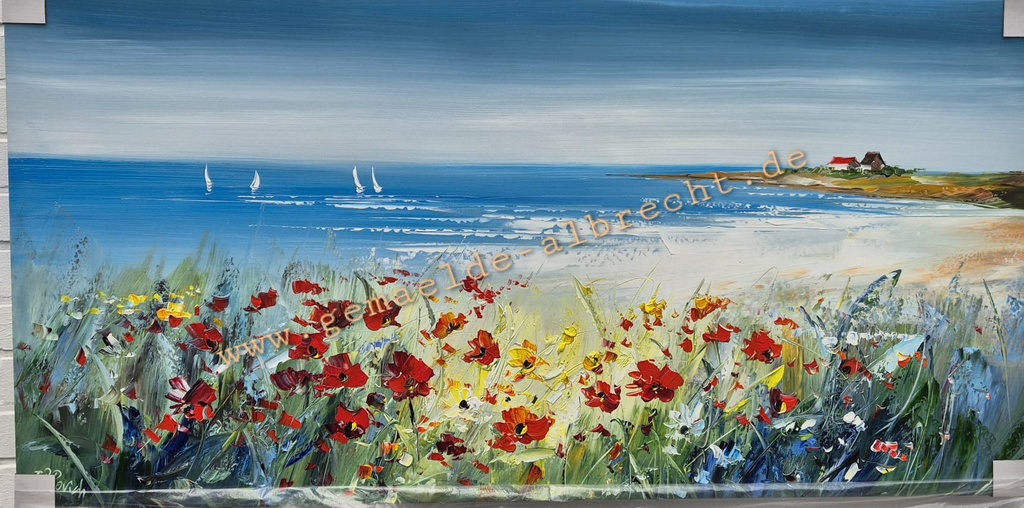Orig. Leinwandbild "Durch die Blumen" 60 x 120