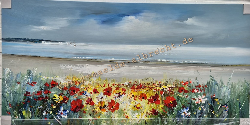 Orig. Leinwandbild "Durch die Blumen" 60 x 120