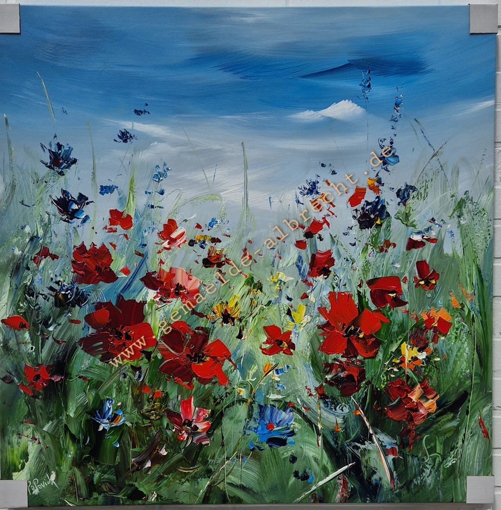 Orig. Leinwandbild "Durch die Blumen" 80 x 80