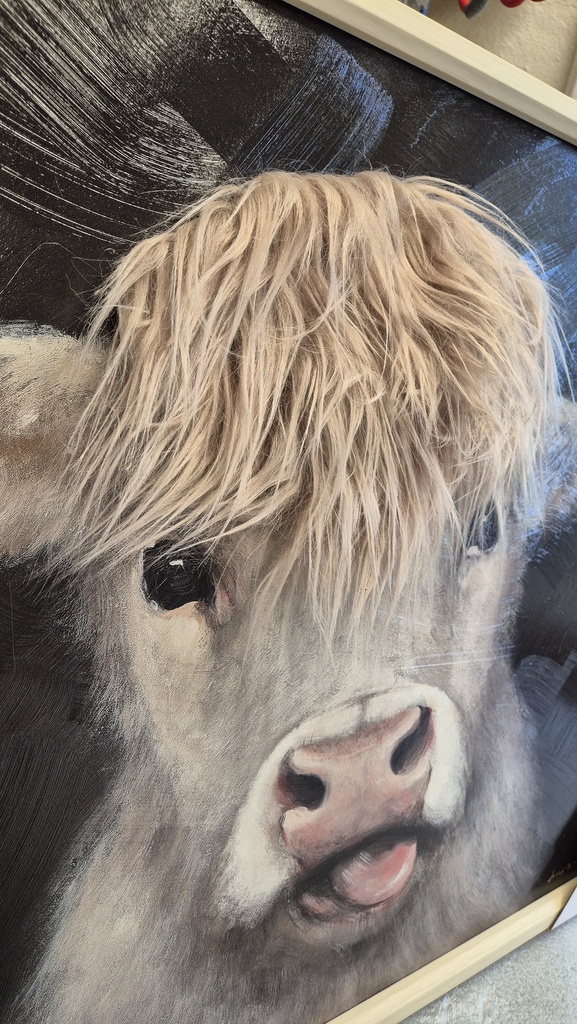 Leinwandbild 3D "Kuh mit Fell" hell 60x60