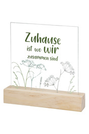 Deko Aufsteller Glas/Holz "Botschaften" H 17 cm