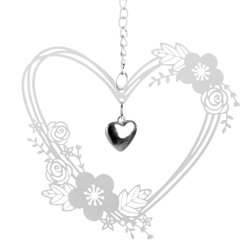 Dekokette "Blumenherz" L 38 cm weiss