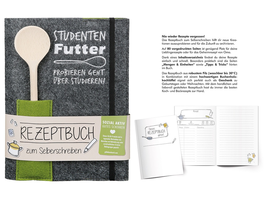 Kochbuch mit Kochlöffel "Studentenfutter"