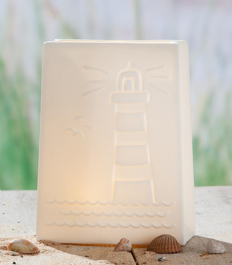 Porzellan LED Lampe "Leuchtturm" H 16,5 cm