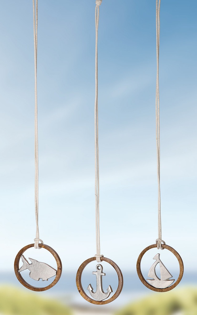 Dekokette Holzkreis maritim D 14 cm sortiert