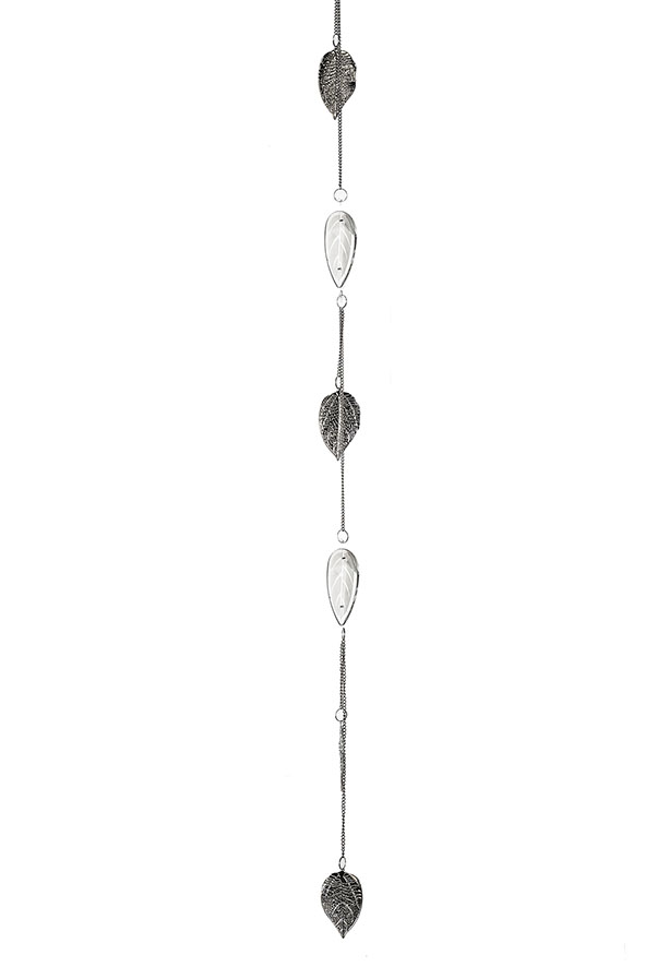 Dekokette Blätter silber Glas 105 cm