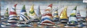 Holz/Metall 3D Bild "10 Segler" 50 x 150 cm 