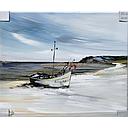 Org. Leinwandbild "Boot weiss" 50x60 cm 