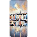 Org. Leinwandbild "Stadt am Wasser" 70 x 140 cm 