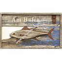 Bild Holz 3D Fisch "Am Hafen" 45 x 26,5 cm