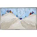 Original Lea Bach "Berg & Tal"  60 x 100 cm blau/sand 