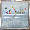 Original Lea Bach "Kinder/Lufballons" hellblau/hellblau 30 x 30 cm 
