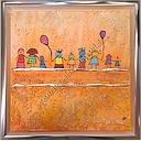 Original Lea Bach "Kinder/Lufballons" mango/mango 30 x 30 cm