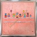 Original Lea Bach "Kinder/Lufballons" rosè 30 x 30 cm