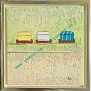 Original Lea Bach "Strandkörbe"  30 x 30 cm lime/sand
