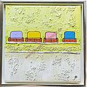 Original Lea Bach "Strandkörbe"  30 x 30 cm lime/sand