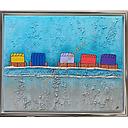 Original Lea Bach "Strandkörbe"  40 x 50 cm kräftig türkis/taupe