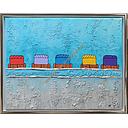 Original Lea Bach "Strandkörbe"  40 x 50 cm kräftig türkis/taupe