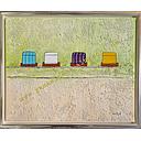 Original Lea Bach "Strandkörbe"  40 x 50 cm lime/sand 