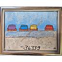 Original Lea Bach "Strandkörbe" blau/sand 18 x 24 cm