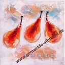 Original Leinwandbild "3 Birnen" 60 x 60 cm