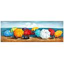 Original Leinwandbild "Bunte Schirme am Strand" 150 x 50 cm