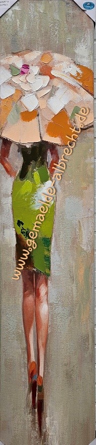 Original Leinwandbild "Frau mit grünem Kleid"  30 x 150 cm 