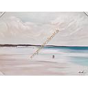 Original Leinwandbild "Leute am Strand" 70 x 100 cm 