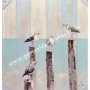 Original Leinwand "Möwen auf Pfahl" 60 x 60 cm