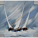 Orig. Ölgemälde "3 Segler" 40 x 40 cm