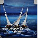 Orig. Ölgemälde "3 Segler" 40 x 40 cm