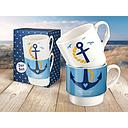 Stapeltasse 2tlg "Anker" blau/weiss Porzellan 