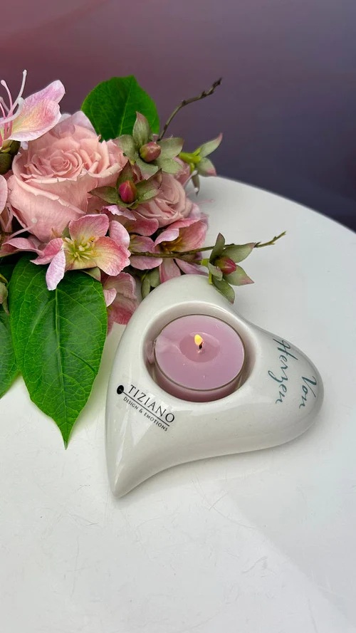 Teelicht "Amore" Keramik L 13,5 cm