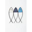 Wandrelief "Fische" Holz/Metall blau/weiss H 35,5 cm