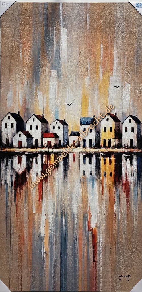 Org. Leinwandbild "Häuschen" 70x140 cm