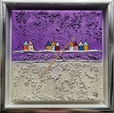 Orig. Lea Bach "Häuschen" 20 x 20 cm gerahmt