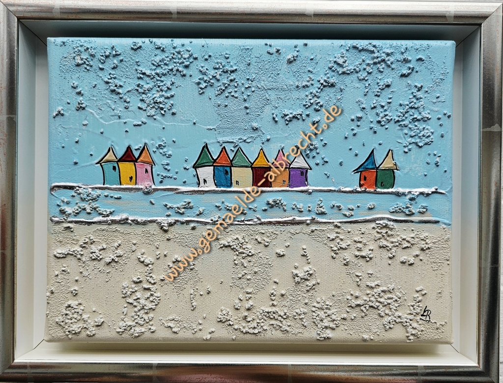 Orig. Lea Bach "Häuschen" 18 x 24 cm gerahmt