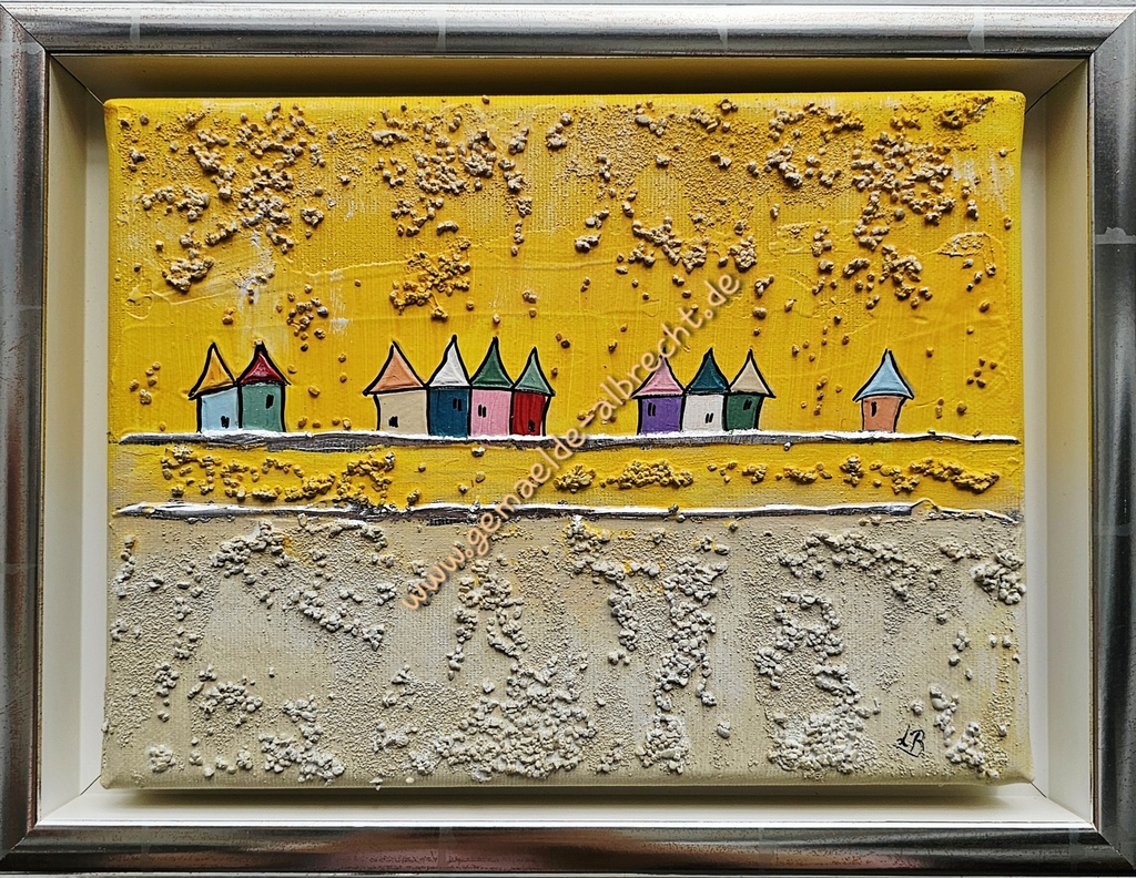 Orig. Lea Bach "Häuschen" 18 x 24 cm gerahmt